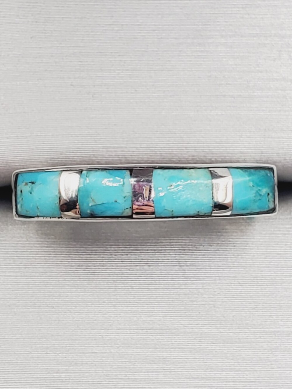 Turquoise Inlay Bar Ring - Sterling Silver